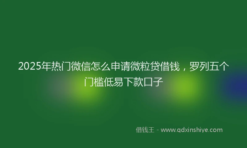 2025年热门微信怎么申请微粒贷借钱，罗列五个门槛低易下款口子