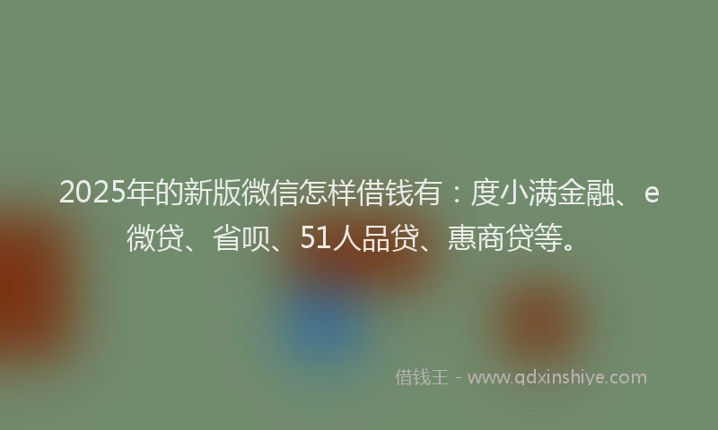 2025年的新版微信怎样借钱有：度小满金融、e微贷、省呗、51人品贷、惠商贷等。