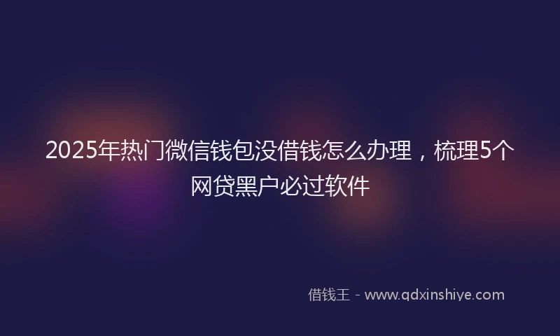 2025年热门微信钱包没借钱怎么办理，梳理5个网贷黑户必过软件