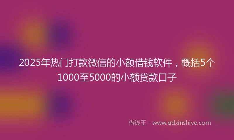2025年热门打款微信的小额借钱软件，概括5个1000至5000的小额贷款口子