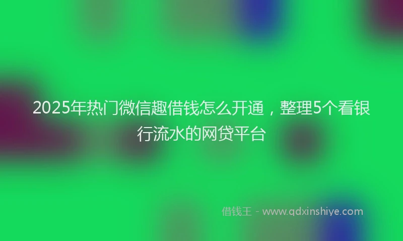 2025年热门微信趣借钱怎么开通，整理5个看银行流水的网贷平台