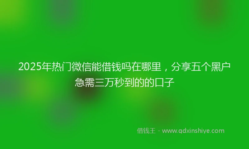 2025年热门微信能借钱吗在哪里，分享五个黑户急需三万秒到的的口子