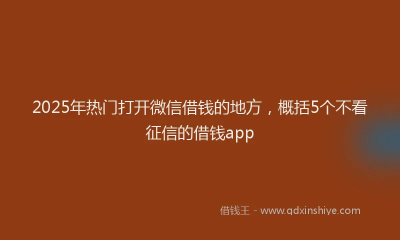 2025年热门打开微信借钱的地方，概括5个不看征信的借钱app