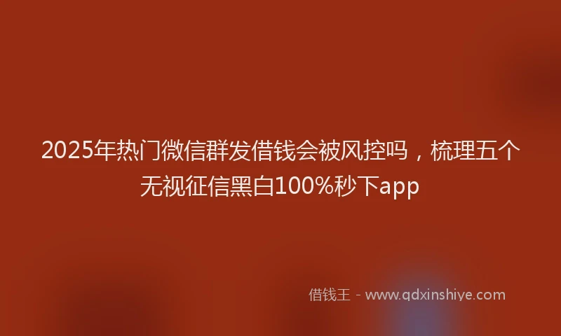 2025年热门微信群发借钱会被风控吗，梳理五个无视征信黑白100%秒下app