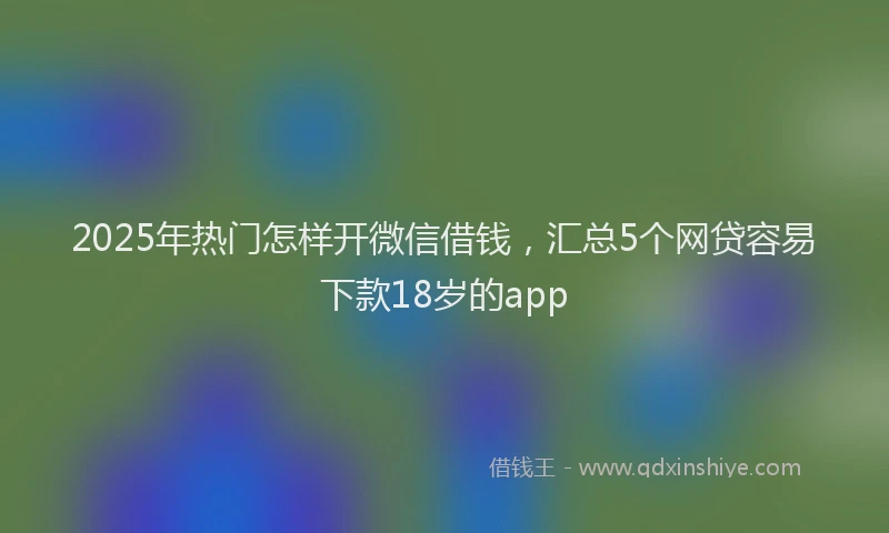 2025年热门怎样开微信借钱，汇总5个网贷容易下款18岁的app