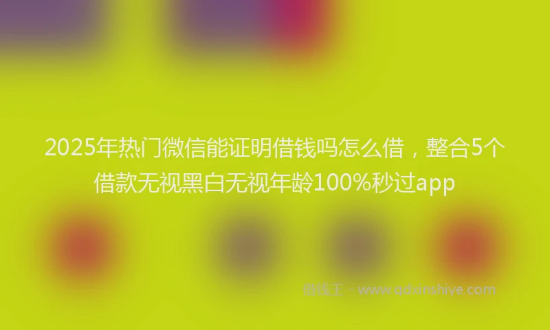 2025年热门微信能证明借钱吗怎么借，整合5个借款无视黑白无视年龄100%秒过app
