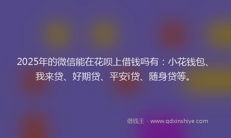 2025年的微信能在花呗上借钱吗有：小花钱包、我来贷、好期贷、平安i贷、随身贷等。