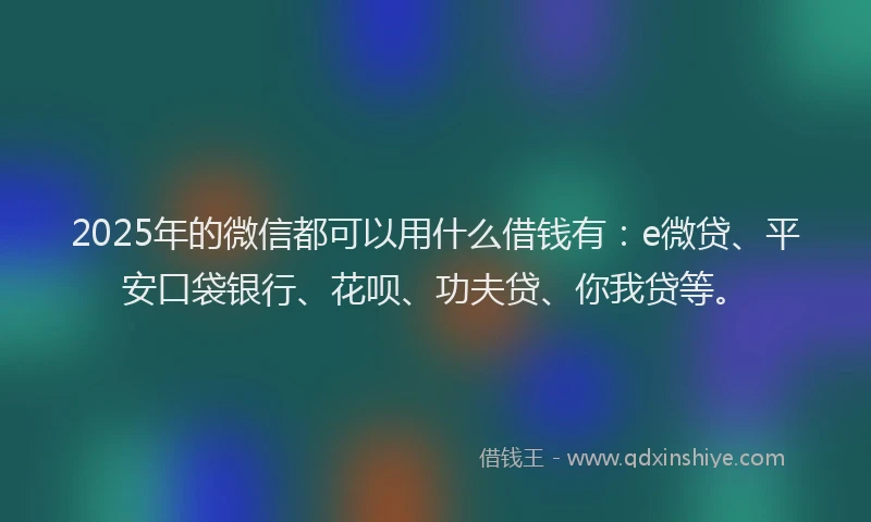 2025年的微信都可以用什么借钱有：e微贷、平安口袋银行、花呗、功夫贷、你我贷等。