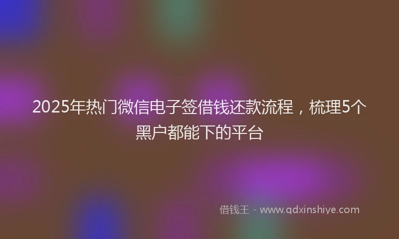 2025年热门微信电子签借钱还款流程，梳理5个黑户都能下的平台