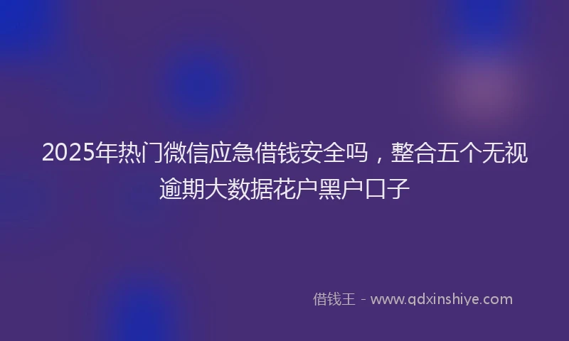 2025年热门微信应急借钱安全吗，整合五个无视逾期大数据花户黑户口子