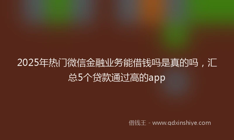 2025年热门微信金融业务能借钱吗是真的吗，汇总5个贷款通过高的app