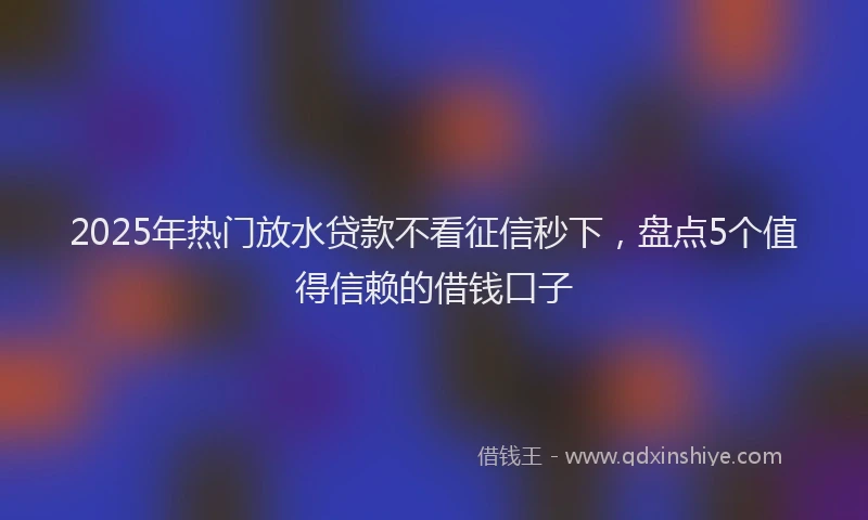 2025年热门放水贷款不看征信秒下，盘点5个值得信赖的借钱口子