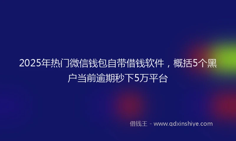2025年热门微信钱包自带借钱软件，概括5个黑户当前逾期秒下5万平台