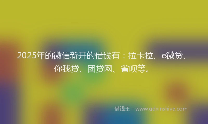2025年的微信新开的借钱有：拉卡拉、e微贷、你我贷、团贷网、省呗等。