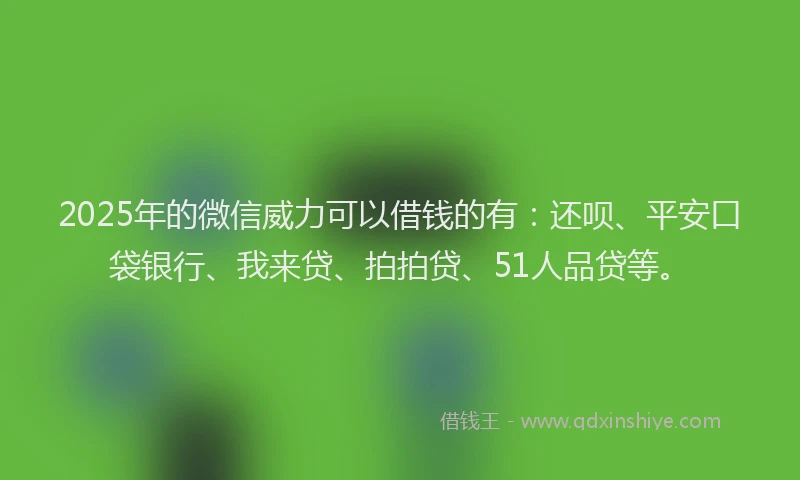 2025年的微信威力可以借钱的有：还呗、平安口袋银行、我来贷、拍拍贷、51人品贷等。