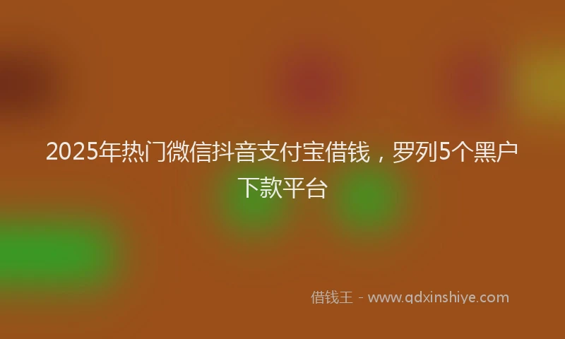 2025年热门微信抖音支付宝借钱，罗列5个黑户下款平台