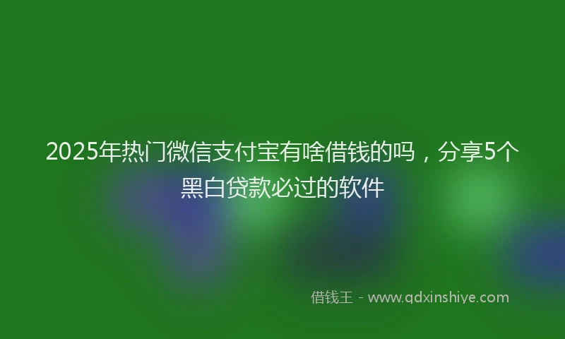 2025年热门微信支付宝有啥借钱的吗，分享5个黑白贷款必过的软件