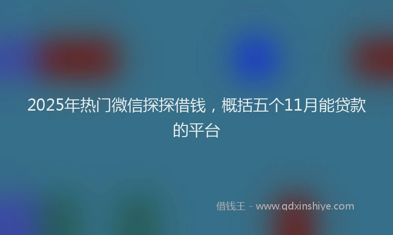 2025年热门微信探探借钱，概括五个11月能贷款的平台