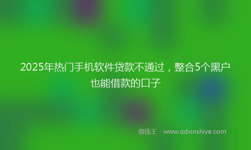 2025年热门手机软件贷款不通过，整合5个黑户也能借款的口子
