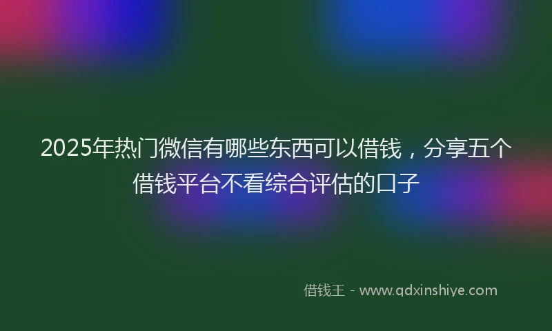 2025年热门微信有哪些东西可以借钱，分享五个借钱平台不看综合评估的口子