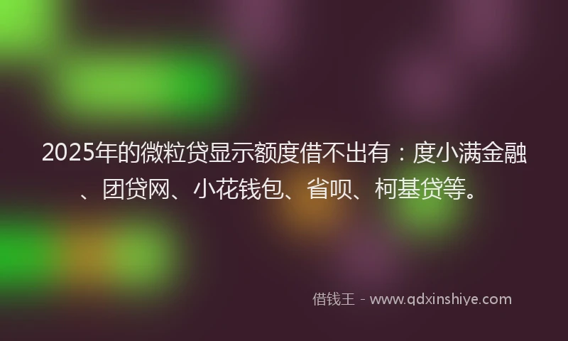 2025年的微粒贷显示额度借不出有：度小满金融、团贷网、小花钱包、省呗、柯基贷等。