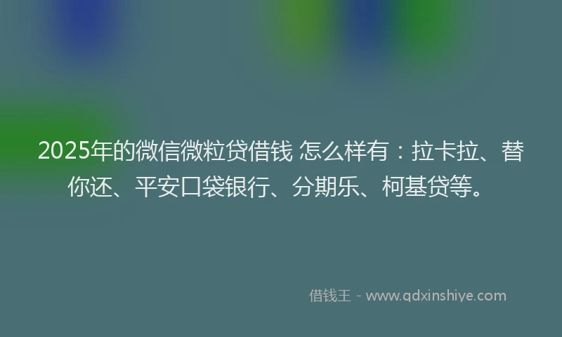 2025年的微信微粒贷借钱 怎么样有：拉卡拉、替你还、平安口袋银行、分期乐、柯基贷等。
