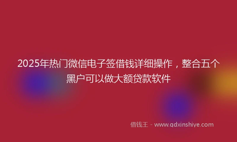 2025年热门微信电子签借钱详细操作，整合五个黑户可以做大额贷款软件