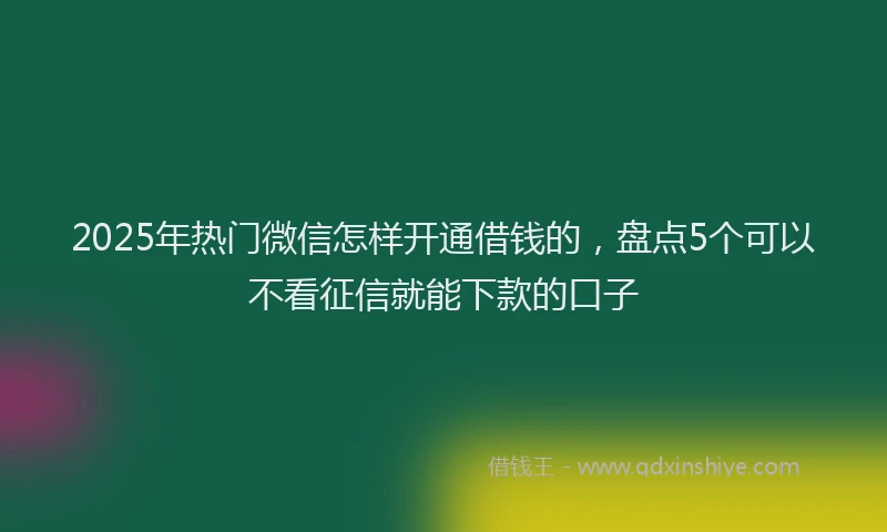 2025年热门微信怎样开通借钱的，盘点5个可以不看征信就能下款的口子