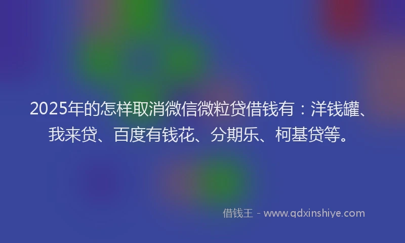 2025年的怎样取消微信微粒贷借钱有：洋钱罐、我来贷、百度有钱花、分期乐、柯基贷等。