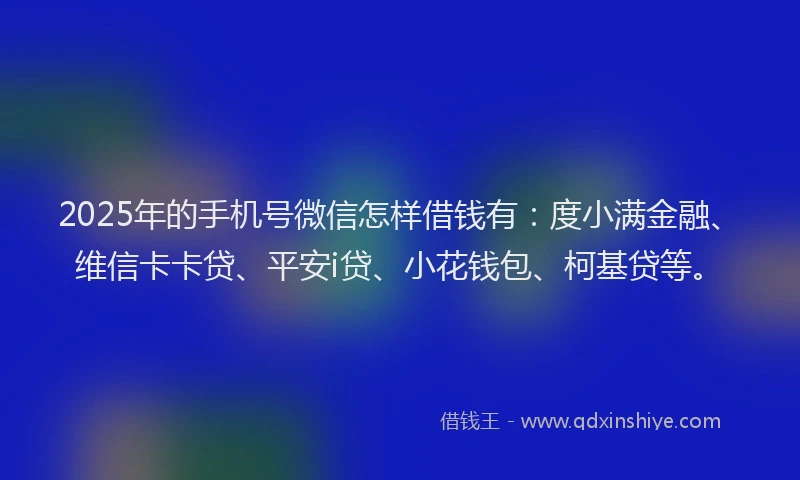 2025年的手机号微信怎样借钱有：度小满金融、维信卡卡贷、平安i贷、小花钱包、柯基贷等。