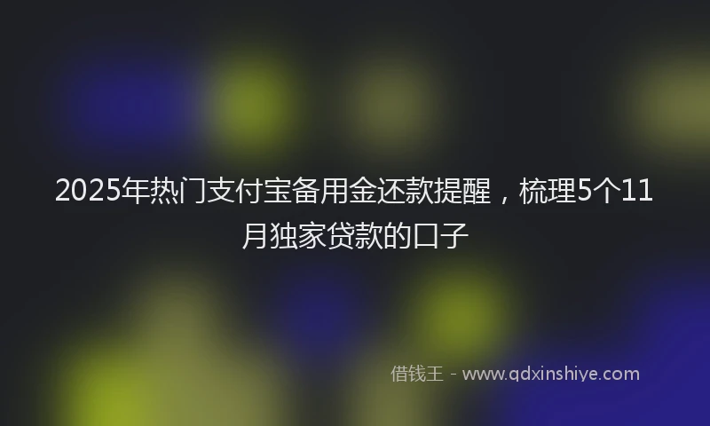 2025年热门支付宝备用金还款提醒，梳理5个11月独家贷款的口子