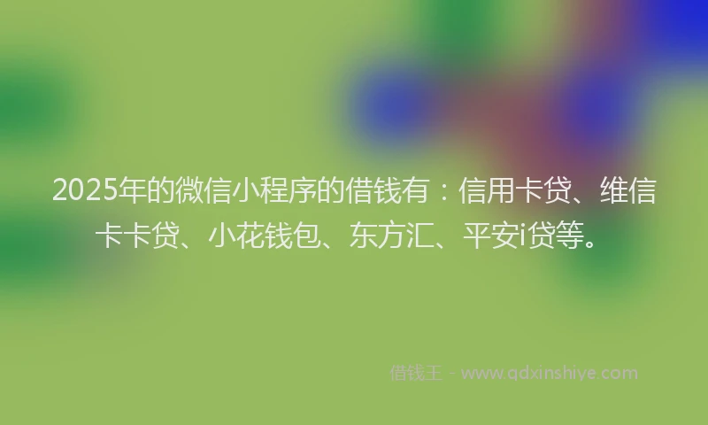 2025年的微信小程序的借钱有：信用卡贷、维信卡卡贷、小花钱包、东方汇、平安i贷等。