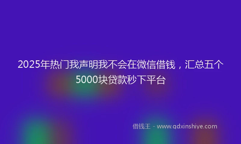 2025年热门我声明我不会在微信借钱，汇总五个5000块贷款秒下平台