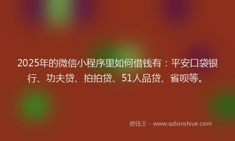 2025年的微信小程序里如何借钱有：平安口袋银行、功夫贷、拍拍贷、51人品贷、省呗等。