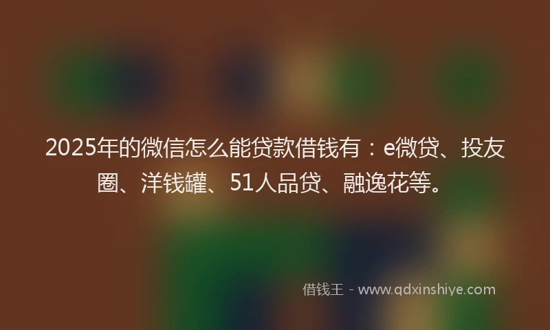 2025年的微信怎么能贷款借钱有：e微贷、投友圈、洋钱罐、51人品贷、融逸花等。