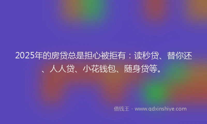 2025年的房贷总是担心被拒有：读秒贷、替你还、人人贷、小花钱包、随身贷等。