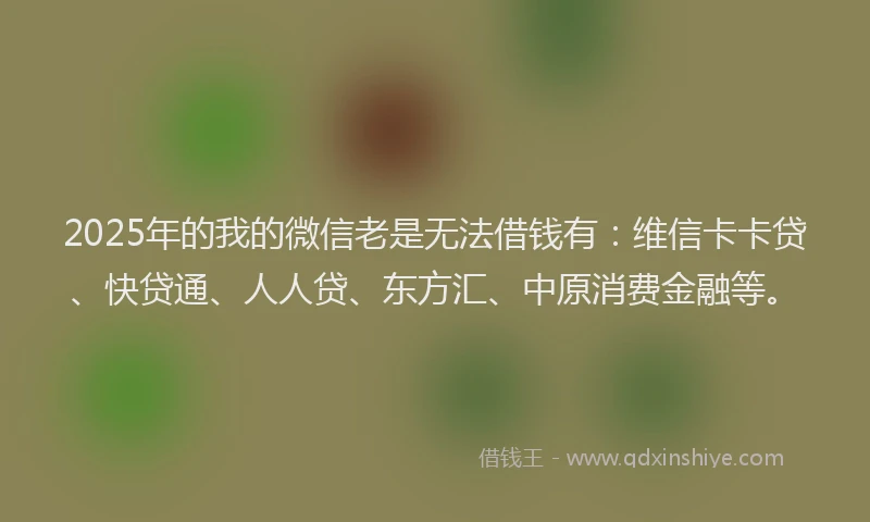 2025年的我的微信老是无法借钱有：维信卡卡贷、快贷通、人人贷、东方汇、中原消费金融等。