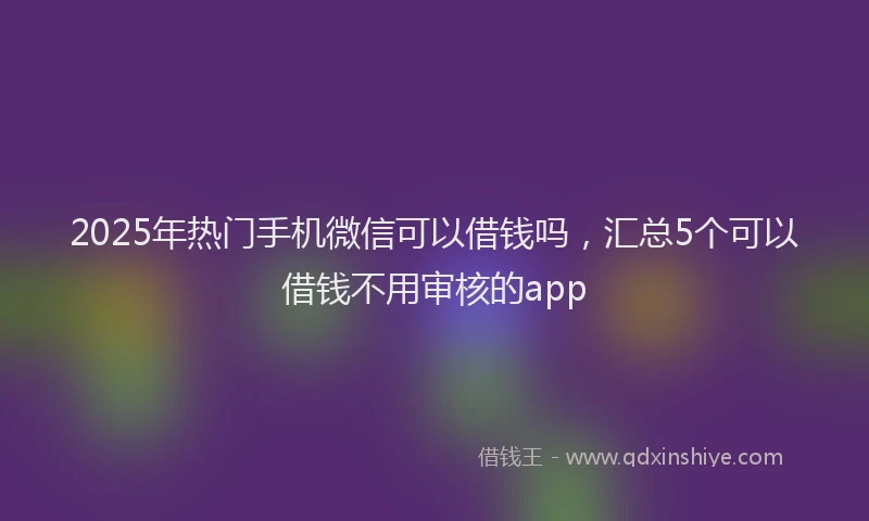 2025年热门手机微信可以借钱吗，汇总5个可以借钱不用审核的app