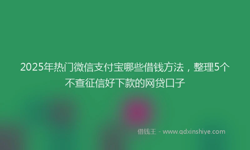 2025年热门微信支付宝哪些借钱方法，整理5个不查征信好下款的网贷口子