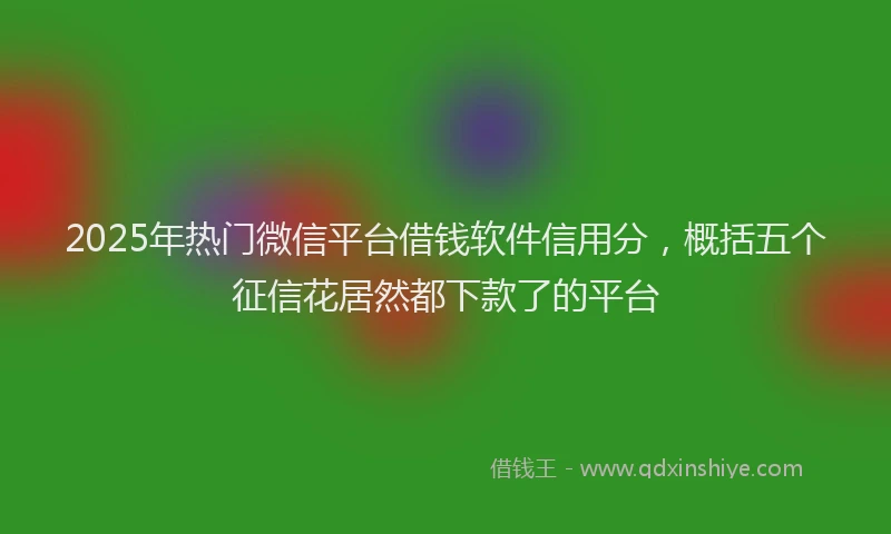 2025年热门微信平台借钱软件信用分，概括五个征信花居然都下款了的平台