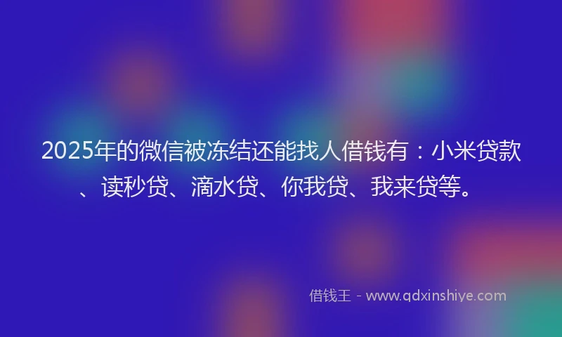 2025年的微信被冻结还能找人借钱有：小米贷款、读秒贷、滴水贷、你我贷、我来贷等。