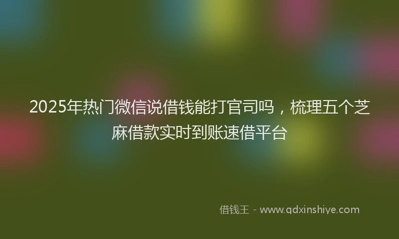 2025年热门微信说借钱能打官司吗，梳理五个芝麻借款实时到账速借平台
