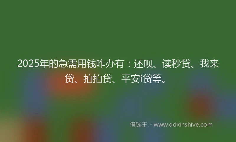 2025年的急需用钱咋办有：还呗、读秒贷、我来贷、拍拍贷、平安i贷等。