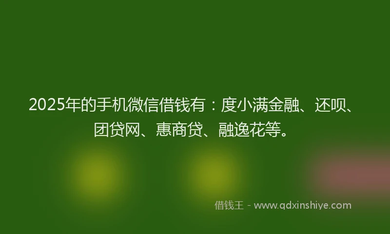 2025年的手机微信借钱有：度小满金融、还呗、团贷网、惠商贷、融逸花等。