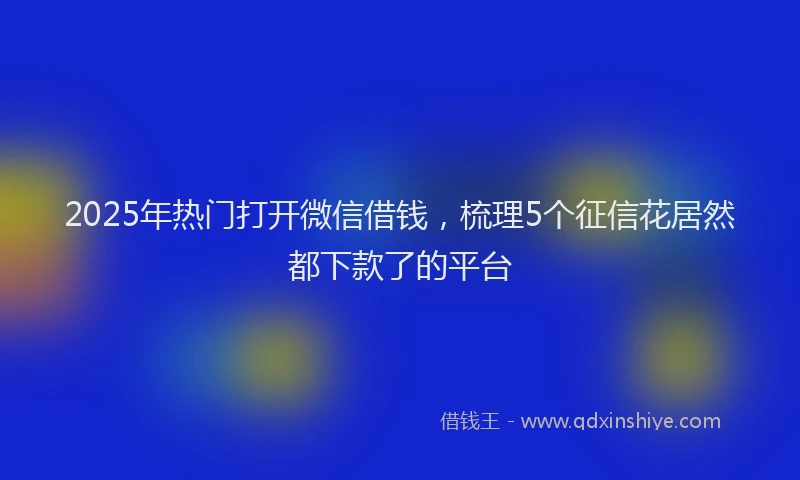 2025年热门打开微信借钱，梳理5个征信花居然都下款了的平台