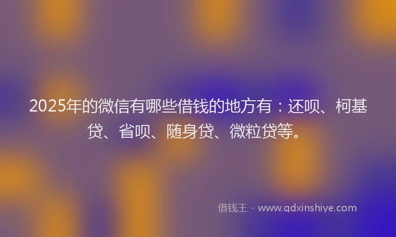 2025年的微信有哪些借钱的地方有：还呗、柯基贷、省呗、随身贷、微粒贷等。