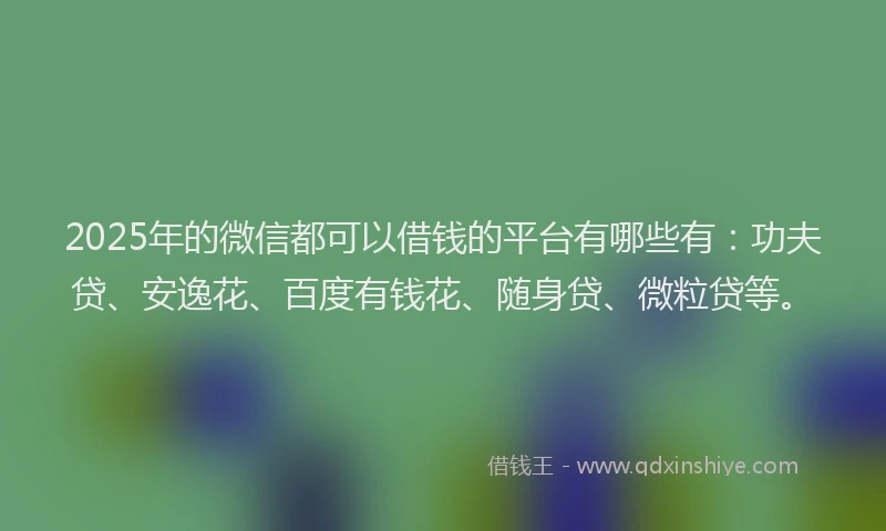 2025年的微信都可以借钱的平台有哪些有：功夫贷、安逸花、百度有钱花、随身贷、微粒贷等。