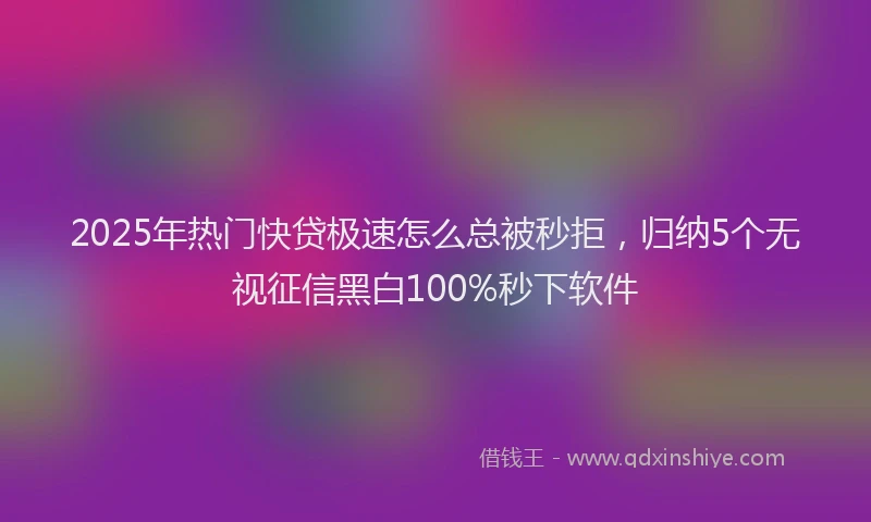 2025年热门快贷极速怎么总被秒拒，归纳5个无视征信黑白100%秒下软件