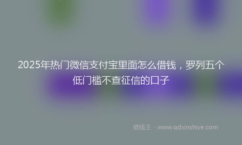 2025年热门微信支付宝里面怎么借钱，罗列五个低门槛不查征信的口子