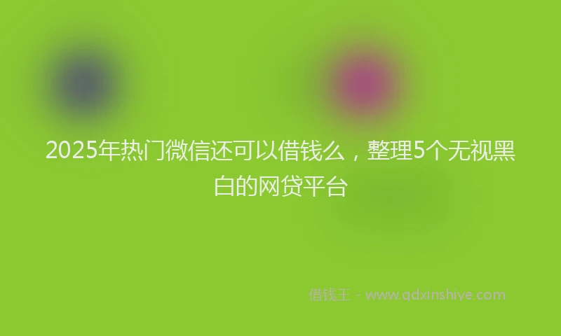2025年热门微信还可以借钱么，整理5个无视黑白的网贷平台